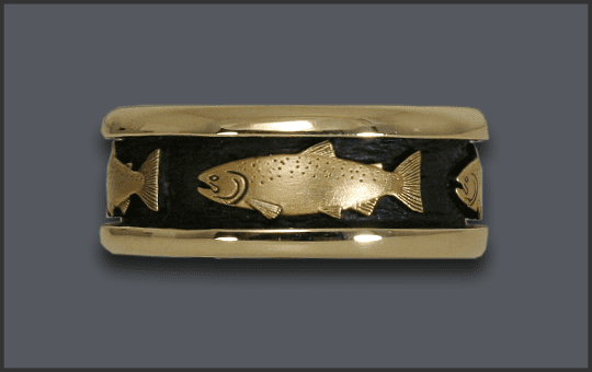 Men's 14 k Chinook Salmon Wedding Band