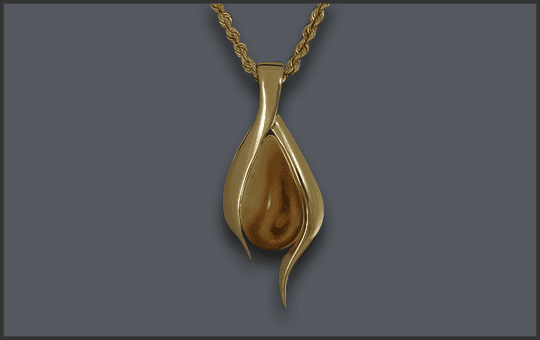 Women's Wishbone Pendant with Ivory in 14k Gold