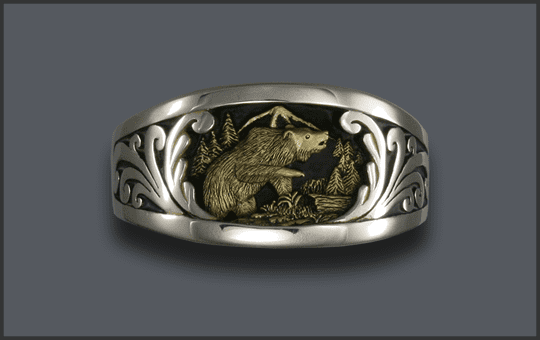 Men's Silver Bear Ring