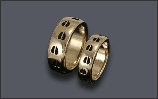 Men's and Women's 14 k Elk Track Wedding Bands