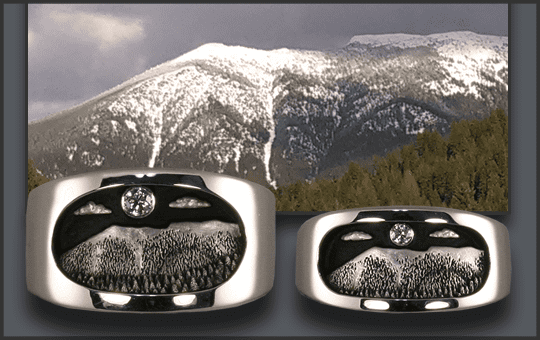 Men's and Women's Goat Mountain Wedding Rings