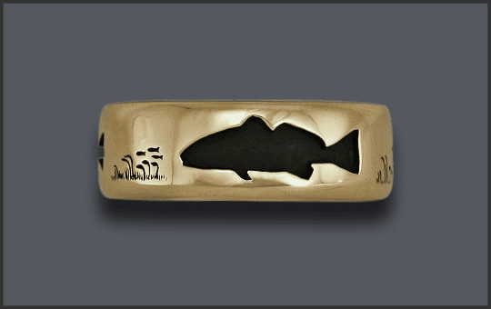 Men's 14k Fishing Wedding Band with Redfish