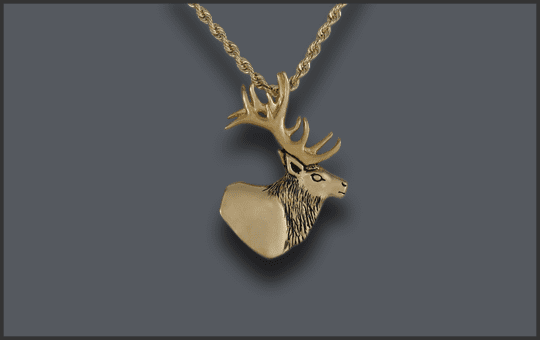 Women's 14k Elk Head Pendant Small