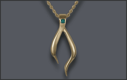 Women's 14k Wishbone Pendant with Birthstone